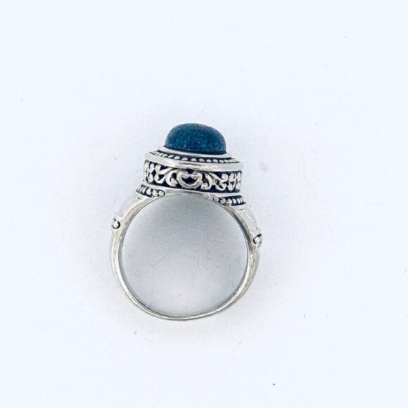 Vintage Chunky Lapis Lazuli Ring Sterling Silver 925 Boho Statement Jewelry Size - Picture 4 of 10